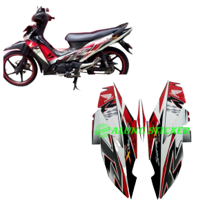 STIKER STRIPING LIS LES BODY MOTOR HONDA SUPRA X 125R TAHUN 2010 2011 PUTIH-HITAM-MERAH 1SET STANDAR