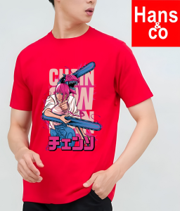 Kaos Pria Model Terkini Trending Motif 3D Bahan katun 24s Chain Pink H0608