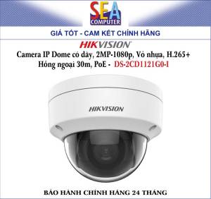 Camera IP HIKVISION Dome có dây 2MP-1080p Vỏ nhựa H.265+ Hồng ngoại 30m PoE - DS-2CD1121G0-I