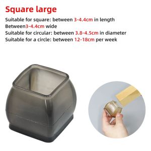 4Pcs Transparent Table Chair Leg Protectors Caps Round Square for Furniture Foot Legs Cover Floor Protector with Felt Bottom