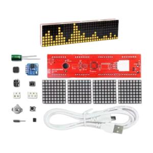 PC Materials Music Visualizers Kit With Soldering Practice Module Integrated Dot Matrixes Time Display
