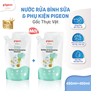 Combo 2 Nước Rửa Bình Sữa Và Phụ Kiện Pigeon Gốc Thực Vật 450ml/500ml