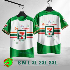 ส่งจากโรงงานไทย เสื้อเซเว่น 7-11 ผ้าไมโครสปอร์ตนุ่มใส่สบาย พิมพ์ลายในเนื้อผ้ากีฬา เสื้อออกกำลังกาย ผ้ายืดไมโคร ไม่ต้องรีด