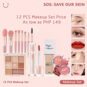 1 Set Complete Makeup Kit 9 Color Eye Shadow Palette High Makeup+8PCS Makeup Brush Set Tools+Powder Blusher+Powder Foundation+Lip Glaze MAGANDBY Cosmetic Flawless Lightweight Gentle Glossy Moisturize Smooth makeup complete