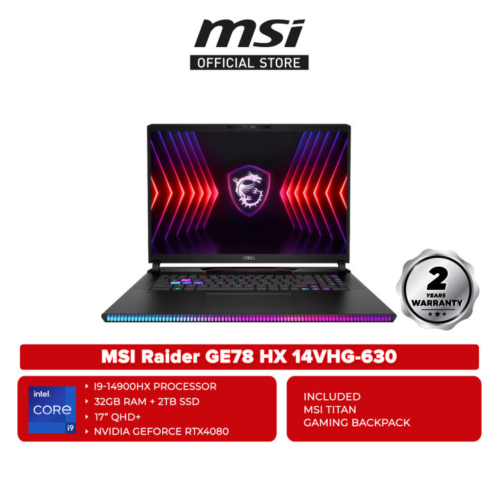 Msi Raider Ge78 Hx 14vhg 63014vig 631 17 240hz Qhd Gaming Laptop Lazada 3398