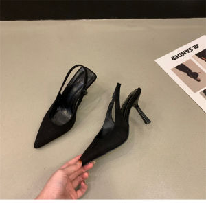 [Free Shipping] 2026 Autumn New Collection: Pointed-Toe Stiletto-Heeled Mid-Heel Pumps With Open Back And High-Heeled Fashion Sandals For Women