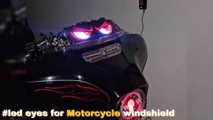 LED Devil Eye Lights for Windshield 15"x4" [Advanced Chip 100% Synced Dual Screen] Dynamic Flexible Programmable Custom LED Eyes Display for Car Motorcycle Window with Remote & APP Control