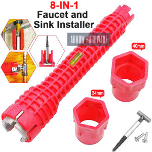 Multifunctional 8 in 1 Faucet and Sink Installer Tool Wrench Spanner for Water Pipes Bathroom