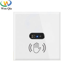 WenQia สวิตช์ไฟเซ็นเซอร์ติดผนังสวิตช์ไฟเซ็นเซอร์อินฟราเรด1ช่อง1Way ไม่ต้องสัมผัสพร้อมแผงกระจกนิรภัย 220V 10a EU 86มม. สำหรับผ้ามีส่วนประกอบด้วยสารเคมี สำหรับฝั่ง