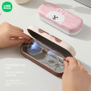 LINE FRIENDS Brown Eyeglasses Case Hard Shell Shock-resistant Splash-proof PU Leather LFB113