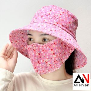 nón vành bo tròn kèm khẩu trang chống nắng