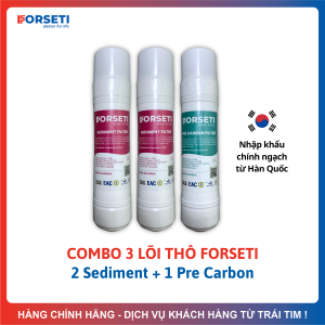 Combo 3 Lõi Lọc Thô FORSETI Gồm 2 Sediment + 1 Pre Carbon Cắm Nhanh Dạng U Sản Xuất Tại Hàn Quốc