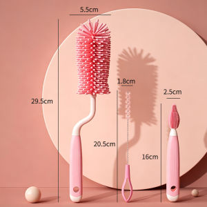 Baby Bottle Brush Set Straw Brush Milk Bottle Brush Cleaner Silicone Cup Cleaning Brush Long Handle