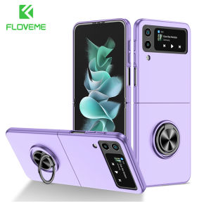FLOVEME Luxury Armor Phone Case For Samsung Galaxy Z Flip 3 Flip 4 Magnet Ring Kickstand Bracket Matte Silicone Shockproof Back Cover Case For Galaxy Z Flip 3 Flip 4