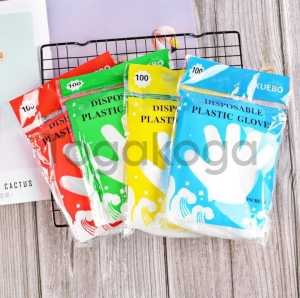 Sarung Tangan Plastik Plastic Isi 100 / Disposable Gloves Transparan Steril Sekali Pakai Pake Hand Glove