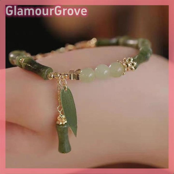 [GlamourGrovE] Creative Green Bamboo Beads Bracelet Retro Chinese Style ...