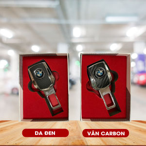 1 Chốt cắm đai an toàn chốt chồng đai ngắt chuông cho ô tô có LOGO HÃNG XE - Có thể cắm nối tiếp - Chất liệu Da phối hợp kim không gỉ