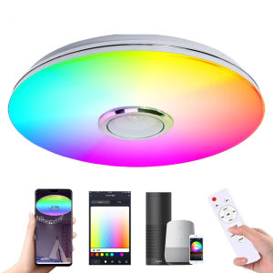Angelila Nordic LED Light Ceiling Light 36W Smart Modern Bluetooth APP with Speaker Remote Dimmable Color Changing Ceiling Lamp Bedroom Living Room Lighting
