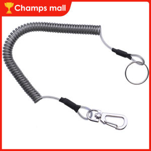 Elastic Spring Rope Keychain Elastic Climbing Steel Wire Keychain Hiking Fishing String Lanyard
