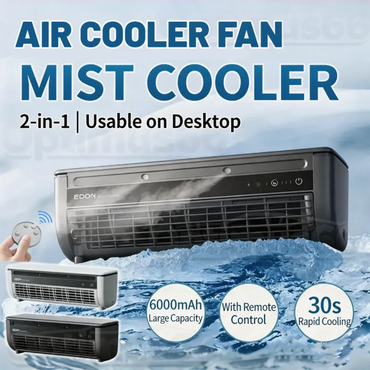 Portable Air Cooler Fan Ice Mist Cooling Fan 6000mAh Rechargeable Aircond Cooler Ice Mist Cool Air Wall Mount Desk冰雾空调扇