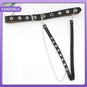 【YANXING4】 Punk Gothic Faux Leather Belt Women Adjustable Metal Chain Ring Waist Belt