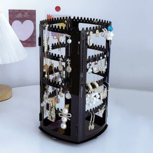 NOVELLEO 360 độ Giá trưng bày trang sức Đang xoay Dung lượng lớn Giá đỡ vòng cổ và nhẫn Phụ kiện trang sức Móc treo lưu trữ Hộp lưu trữ trang sức Bộ tổ chức bông tai