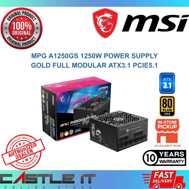 MSI MPG A1250GS 1250W PSU Power Supply Gold Full Modular ATX3.1 PCIe5.1