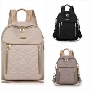 Tas Ransel Wanita Waterproof Bahan Nylon Fashion Style Korean Khaki Model Terbaru Kasual Anti Air