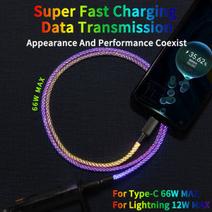 DISOUR Cáp Sạc Siêu Nhanh RGB Cáp Dữ Liệu 6A 66W MAX Cho Lightning iPhone Type-C Dây Phát Sáng Streamer Nhiều Màu Sắc Ngầu Cho Huawei Xiaomi Oppo Samsung
