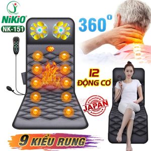 [HCM]Nệm massage toàn thân hồng ngoại có gối mát xa cổ Nikio NK-151 - hàng chính hãng