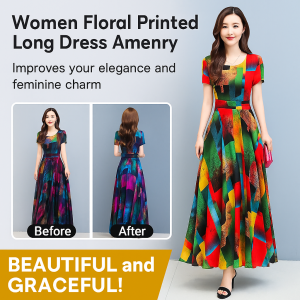 Floral Printed Midi Dress for Women 2025 New Style Short Sleeve Casual Summer Dress Lady Flower Printed Dresses