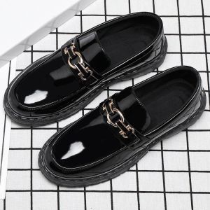 Korean Fashion Mens Loafer Shoes British Style Black Business Shoes Lightweight Leather Shoes