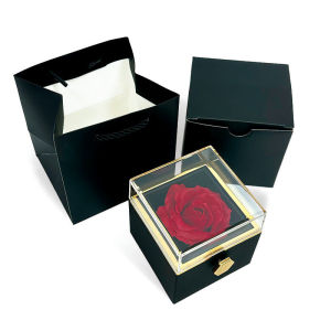 Rotating Rose Pearl Treasure Box Creative Transparent Cover Gift Bag Ring Box Valentines Day