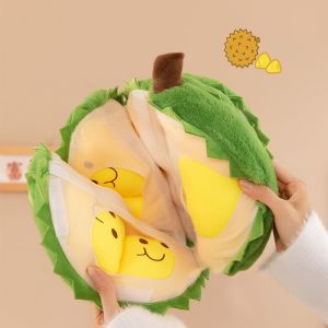 PENGY Lông mịn Đồ chơi nhồi bông sầu riêng có thể tháo rời Mềm Bộ sưu tập Gối vải nhung lông sầu riêng trái cây Búp bê trái cây sống động Dễ thương Búp bê vải nhung lông sầu riêng lột da Sinh nhật trẻ em Giáng sinh