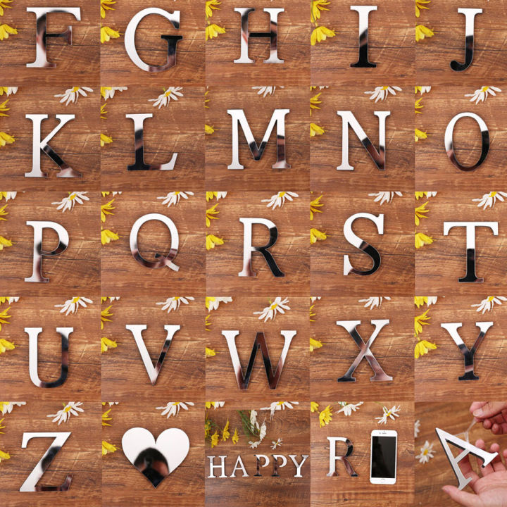 Đề Can Dán Tường Acrylic Tráng Gương 3D 26 Chữ Cái Tranh Tường Nghệ ...