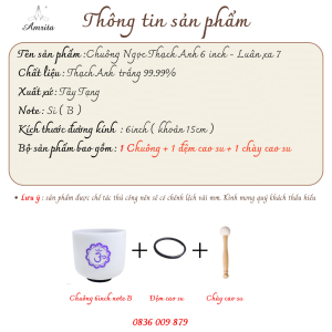 [Hàng sẵn] Chuông Ngọc Thạch Anh 6inch note B - chuông pha lê - Crystal Singing Bowl - Sound Healing - Amrita