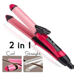 Nova 2 in 1 Hair Beauty Set NHC-2009 - Catokan Pelurus dan Pengeriting Rambut - Pink