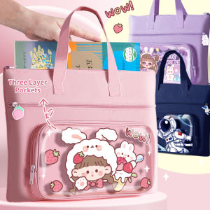 School Bag Student Book Bag Waterproof Tuition Bag File Bag Boy Girl Student Handbag Schoolbag 35x27cm