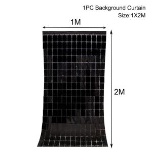 [In stock]1*2M Multicolor Foil Square Curtain Happy Birthday Decorations Curtain Backdrops Wall Decor Wedding