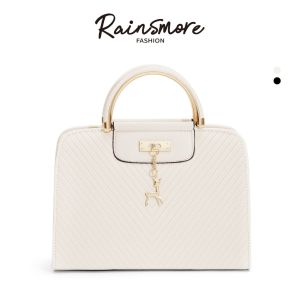 RAINSMORE Womens Top Handle Handbag - Quilted Leather Deer Charm Elegant Work Tote