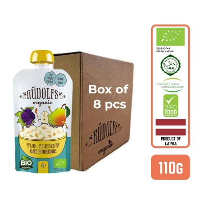 Rudolfs Baby Organic Pear Blueberry Oat Porridge 6+ Months Carton (8PCS)