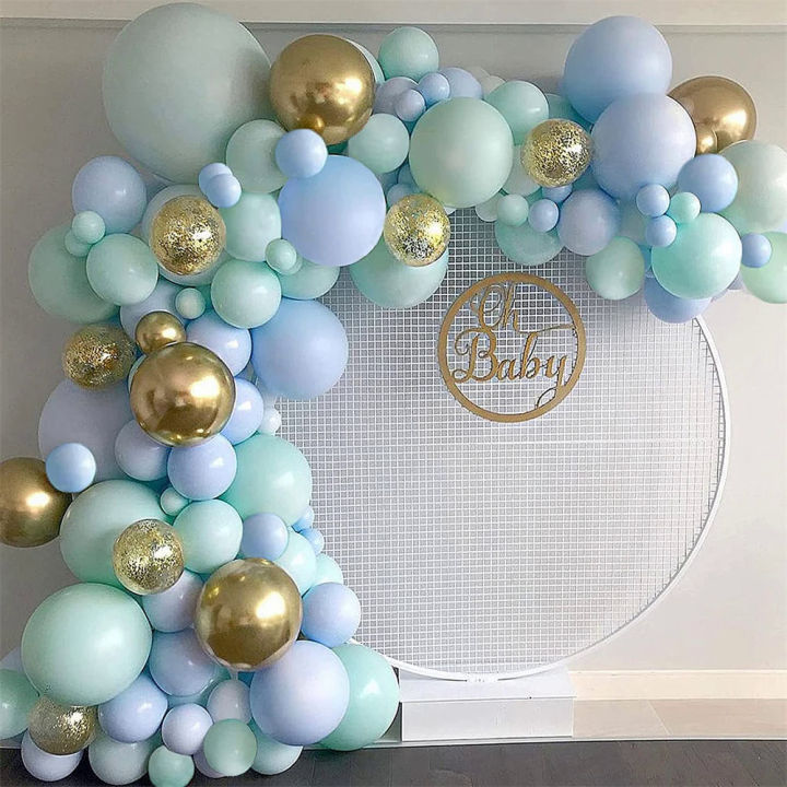 126pcs aron Blue Mint Green Balloon Garland Arch Kit Gold Confetti ...