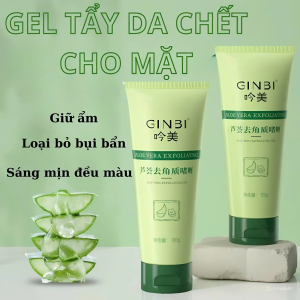 GEL TẨY TẾ BÀO CHẾT NHA ĐAM GINBI COMBO 2 TUÝP 100G | GEL TẨY DA CHẾT CHO MẶT ALOE VERA DƯỠNG ẨM LÀM SẠCH DA