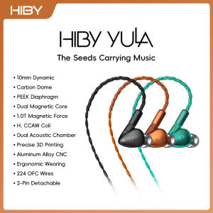 HiBy YULA 10mm Dynamic HiFi Earphones PEEK Diaphragm Dual Magnetic Core Dual Acoustic Chamber Aluminum Alloy CNC 224 OFC Wires