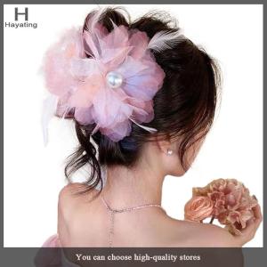 Hayating French Feather Flower Clip Women Sweet Shark Clip Hair Accessories