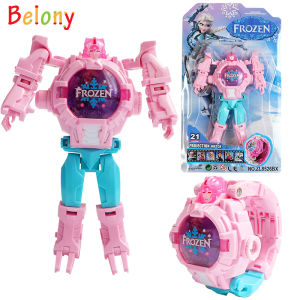 Belony Fashion Kids 3D Projection Watches Robot Deformation Watch Toy Electronic Cartoon Watch for Boys Girls Transformation Robot Watch Digital Avengers Batman Frozen Watch with Light