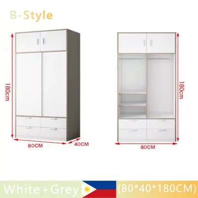 HOMEE Clothes Storage Cabinet Hanging Clothes Cabinet Wooden Wardrobe Sliding Door Wardrobe