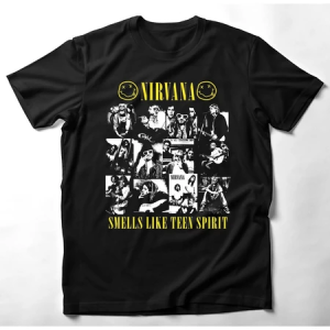 Kaos T-Shirt Merchandise BAND NIRVANA Bahan 24s
