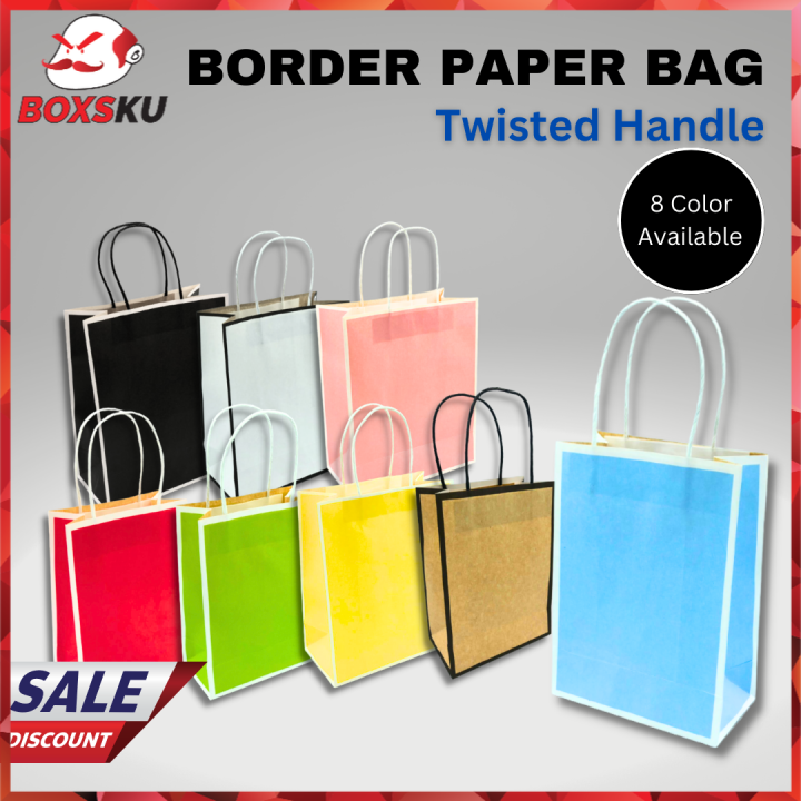 [Ready Made] CHEAPEST Border Color Paper bag ,Doorgift Bag ,Colour ...