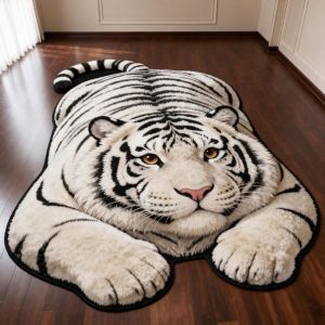 MIRELINA Multiple Sizes Optical Illusion Doormat Lifelike Tiger Shape Bedroom Floor Mat Creativity Abrasion-resistant Bathroom Carpet Home Decor